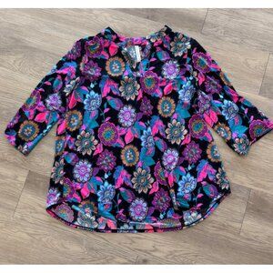 Dear Scarlett Lizzy Bright Floral 3/4 Sleeve Top Size 2XL
